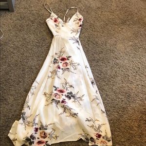 White floral maxi dress